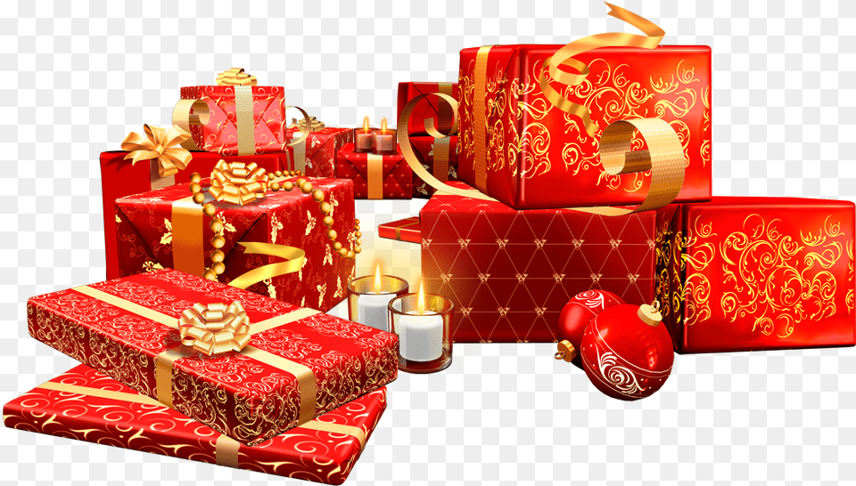 Velastrineos Y Detalles De Navidad Red And Gold Christmas Presents Throw Blanket, Gift, Tape Free Png Download