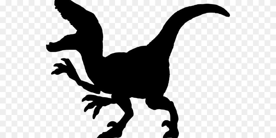 Velociraptor Clipart Dinosaur Silhouette, Gray Free Png