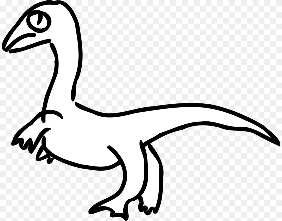 Velociraptor Drawing Dinosaur Duck Diagram, Stencil, Bow, Weapon, Animal Free Transparent Png