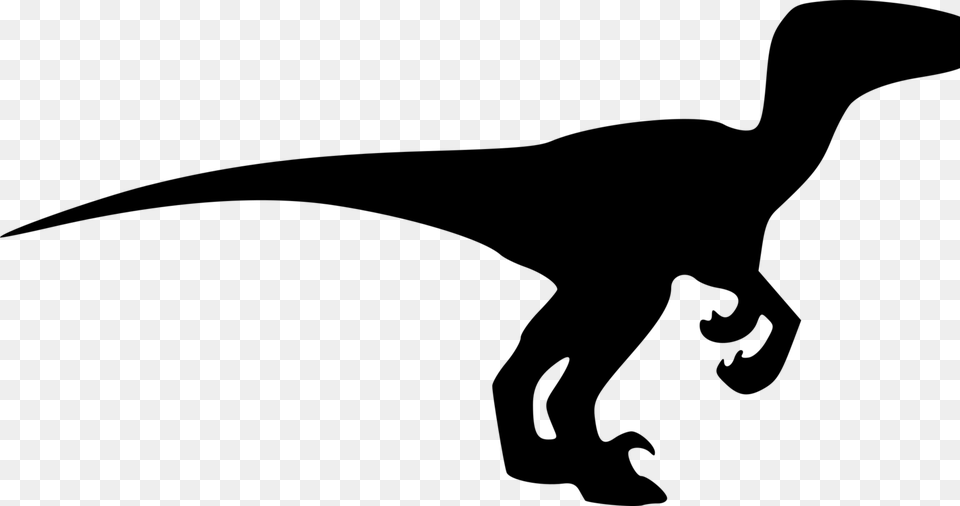 Velociraptor Tyrannosaurus Dinosaur Silhouette Drawing, Gray Free Png Download
