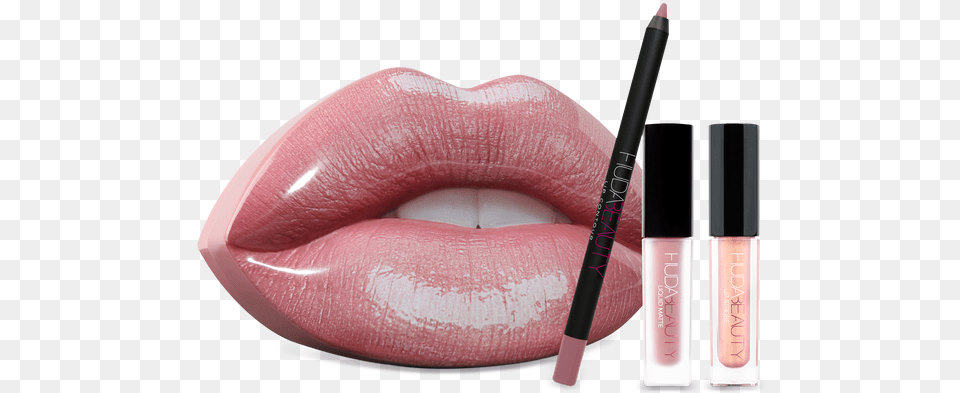 Velour Liquid Lipstick Triggered Huda Beauty Contour And Strobe Lip Set Muse And Angelic, Cosmetics, Body Part, Mouth, Person Free Transparent Png