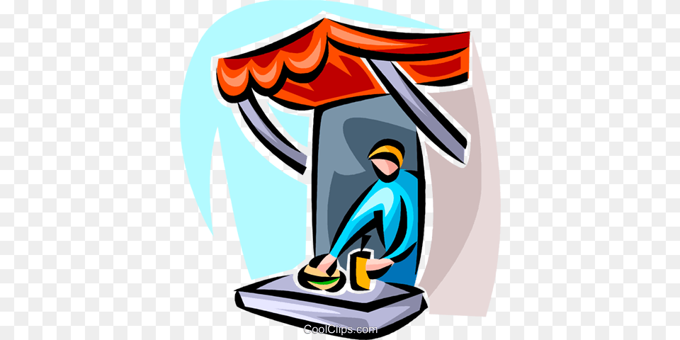 Vendor In A Small Outdoor Booth Royalty Vector Clip Art, Cleaning, Person, People, Outdoors Free Png