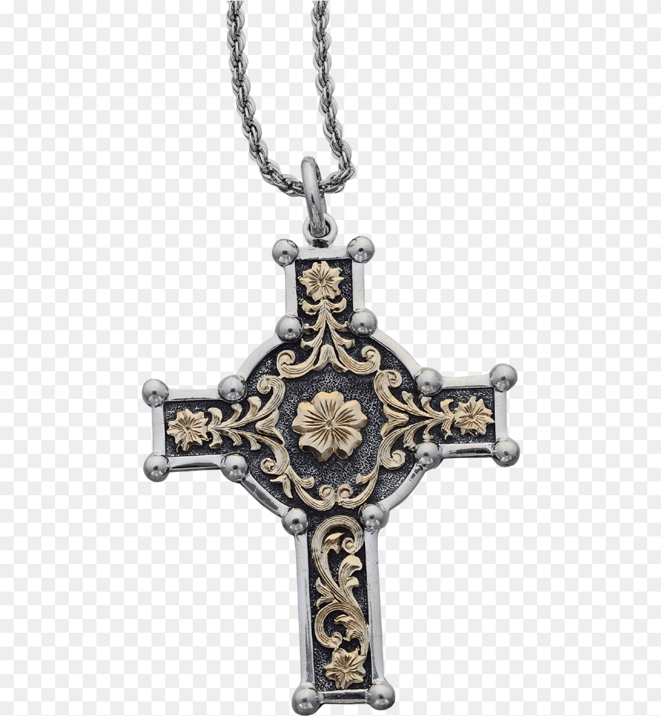 Vendor Unknown Collections Sterling Silver Cross With Gold, Symbol, Accessories, Jewelry, Necklace Free Transparent Png