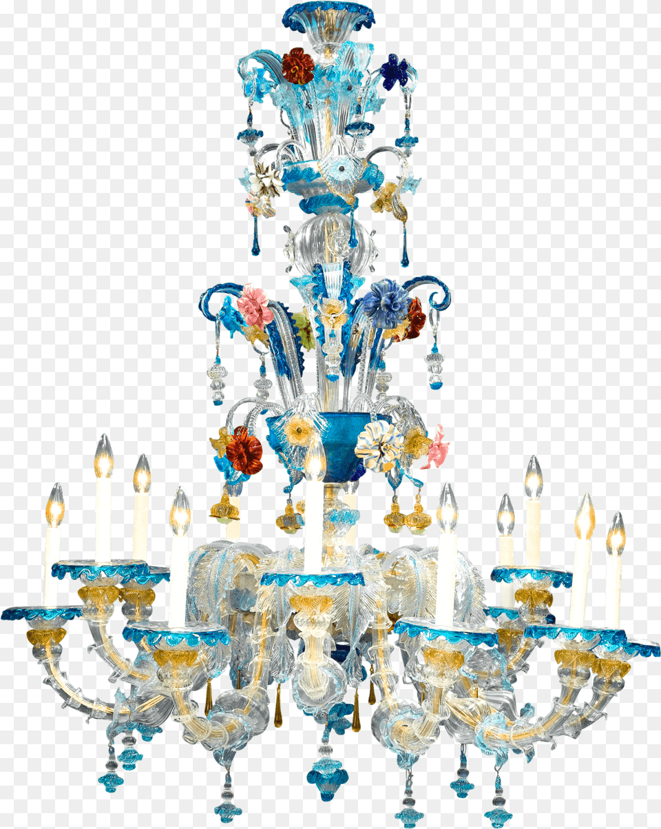 Venetian Blue Murano Glass Chandelier Colored Ornate Venetian Chandeliers, Lamp Png Image
