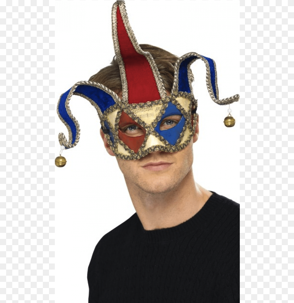 Venetian Musical Jester Mask Venetian Musical Jester Eyemask Red Amp Blue Smiffys, Carnival, Adult, Male, Man Free Png Download
