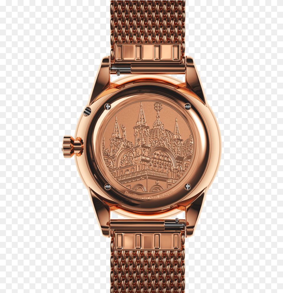Venice Moonphase Rose Gold Mesh, Arm, Body Part, Person, Wristwatch Free Png