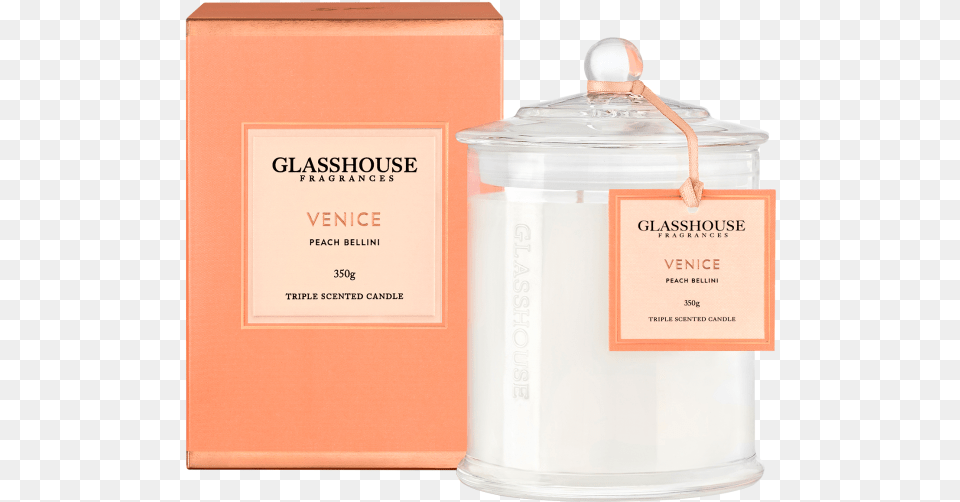 Venice Peach Bellini Triple Scented Candle By Glasshouse Glasshouse Candles Venice, Bottle, Jar, Shaker, Cosmetics Free Png