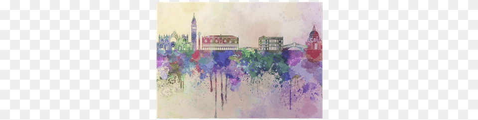 Venice Skyline In Watercolor Background Poster Pixers Art Print Paulrommer39s Venice Skyline In Watercolor, Painting, Purple Free Transparent Png