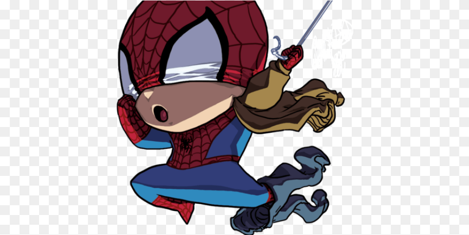 Venom Clipart Ultimate Spiderman Spider Man Chibi Transparent, Book, Comics, Publication, Baby Free Png