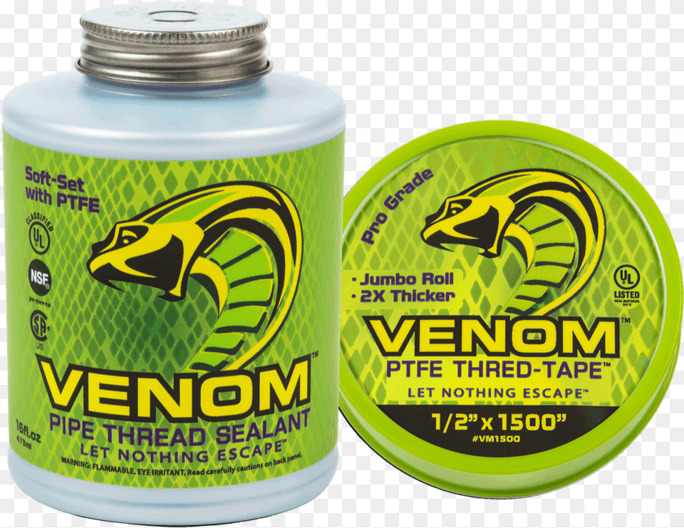 Venom Ptfe Thred Tape And Pipe Thread Sealant, Bottle, Can, Tin Free Png Download