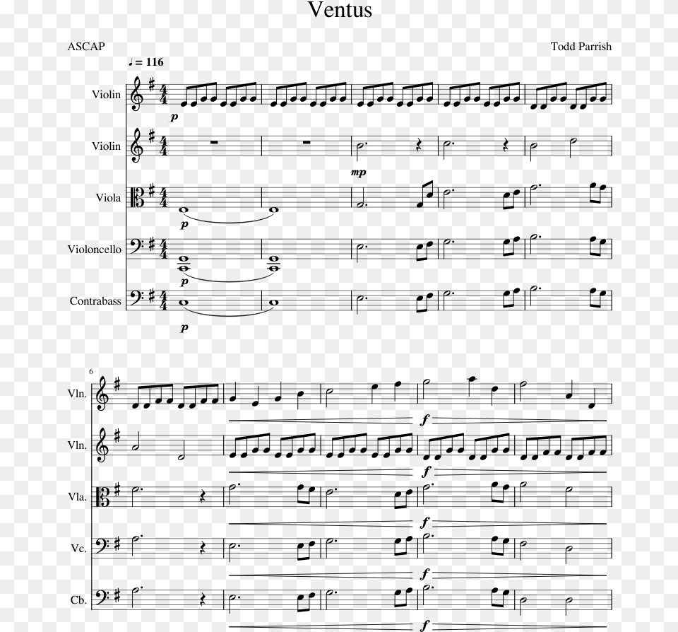 Ventus Violin 2 Sheet Music, Gray Free Png