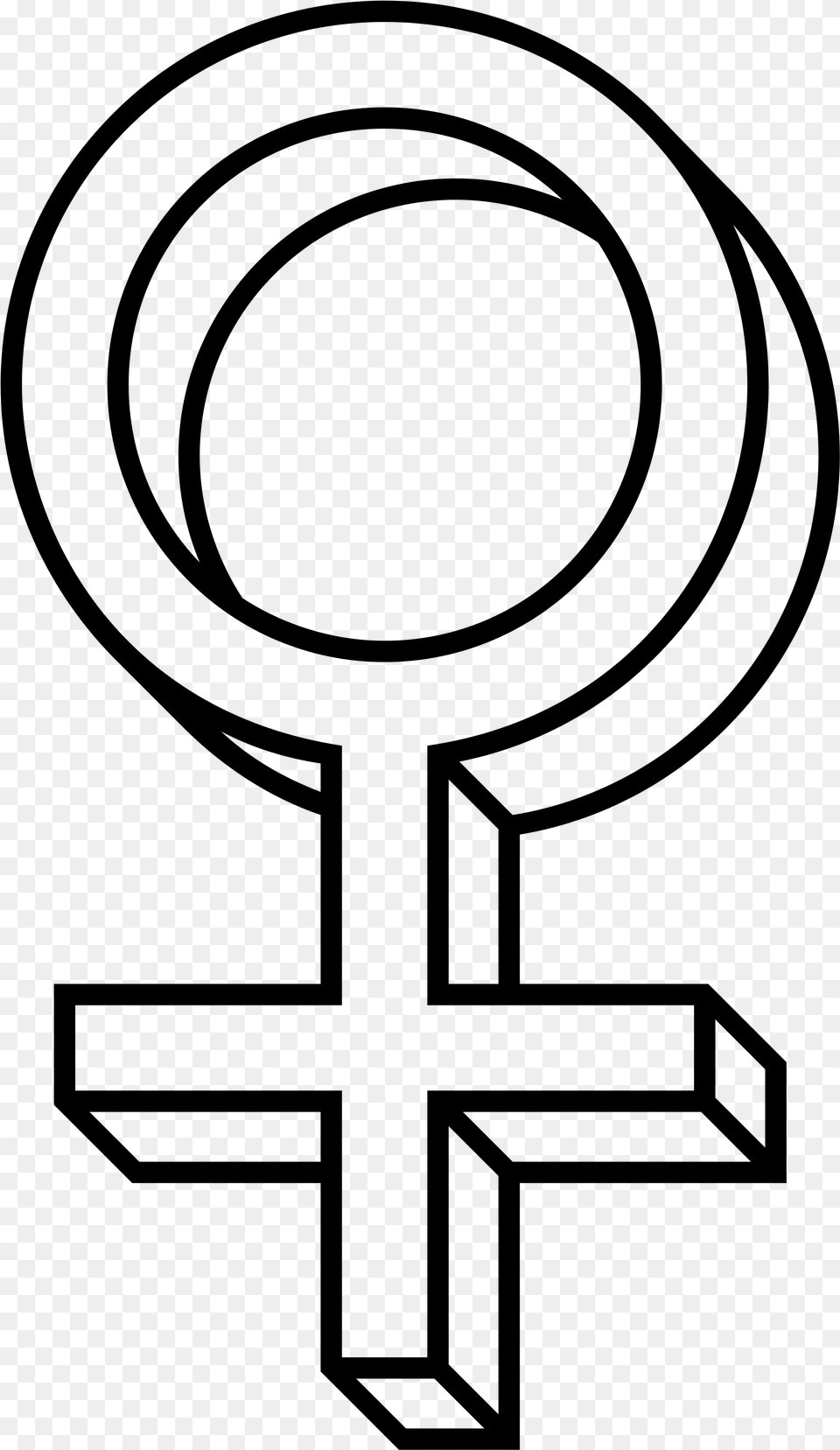 Venus Female Symbol Wireframe 3d Transparent Background Venus Symbol, Gray Free Png