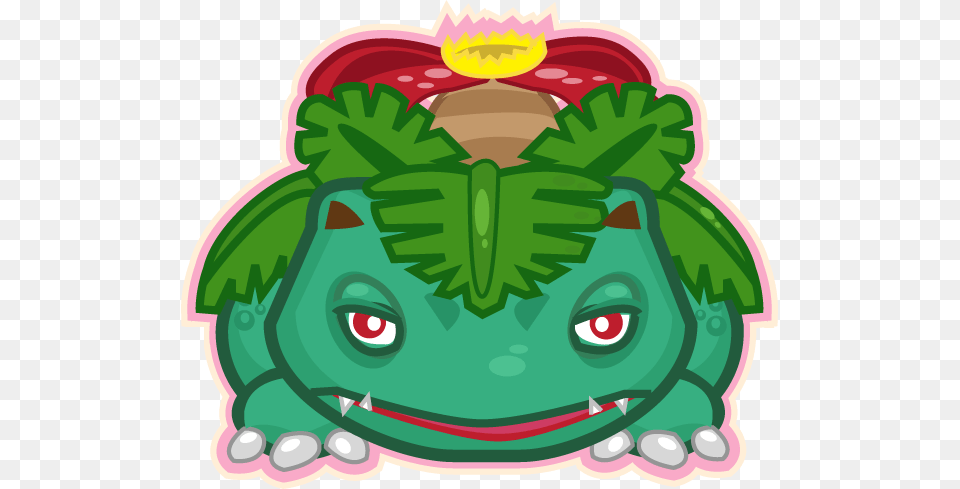 Venusaur Cartoon, Green, Plush, Toy Png Image