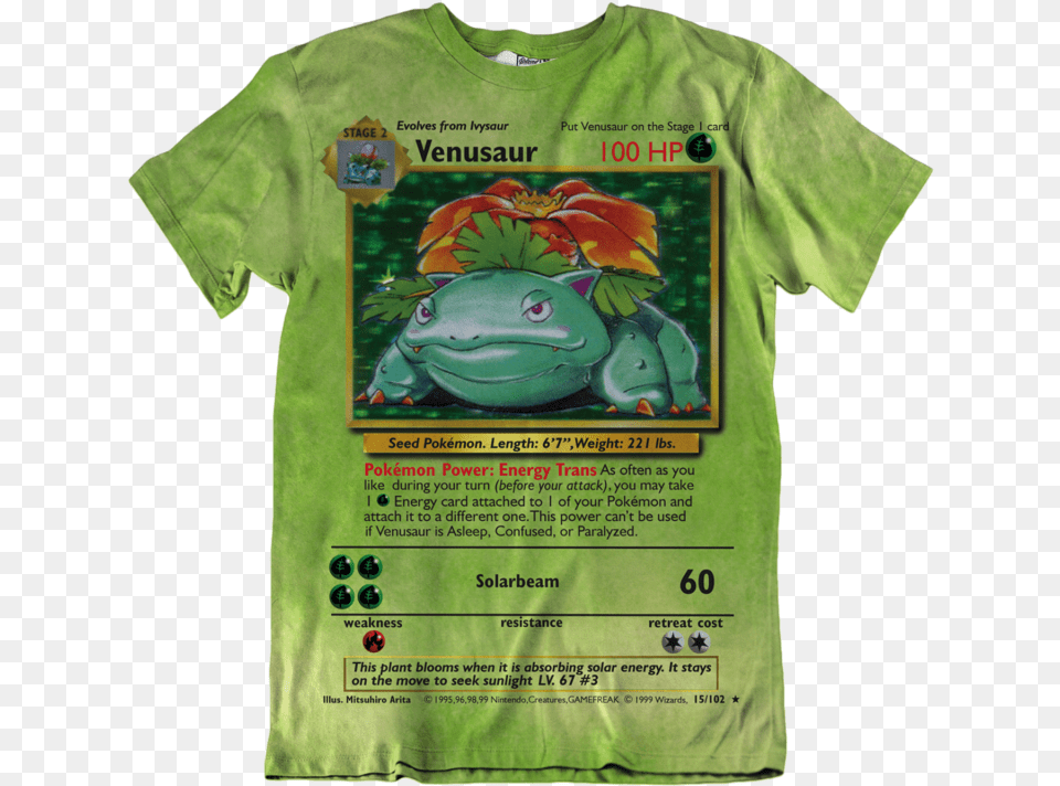 Venusaur Pokemon Card Unisex Tee Venusaur Pokemon Card, Clothing, T-shirt, Person, Amphibian Png Image
