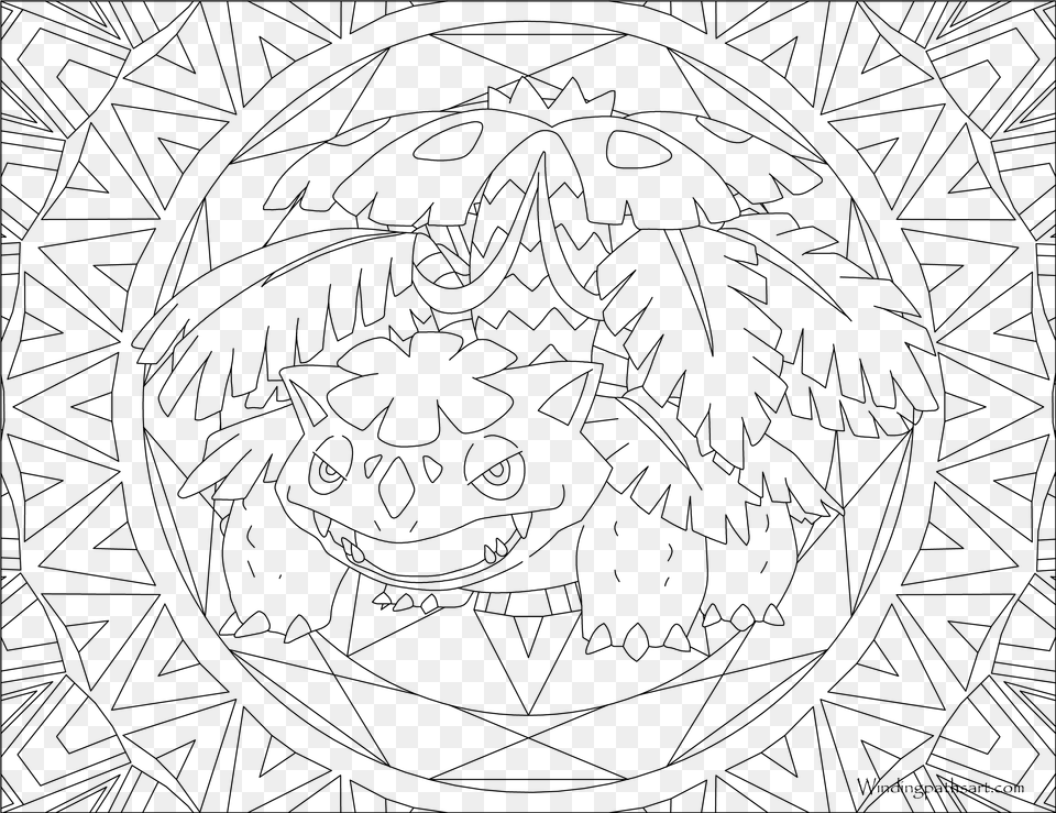 Venusaur Pokemon Coloring, Gray Png Image