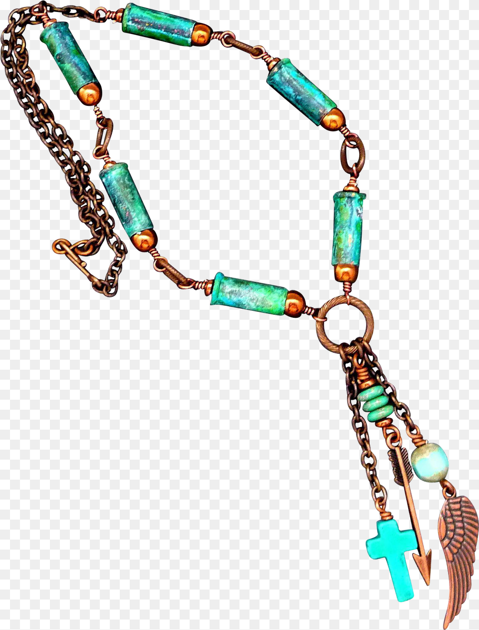 Verdigris Patina Bullet Shell Necklace With Copper Bead, Accessories, Bracelet, Jewelry, Earring Free Transparent Png