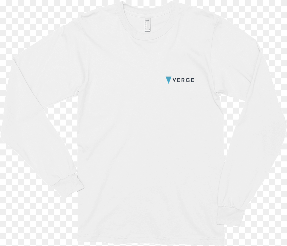 Verge Black Small Logo Long Sleeve T Shirt Long Sleeve White Mock Up Shirt, Clothing, Long Sleeve, T-shirt Free Png Download