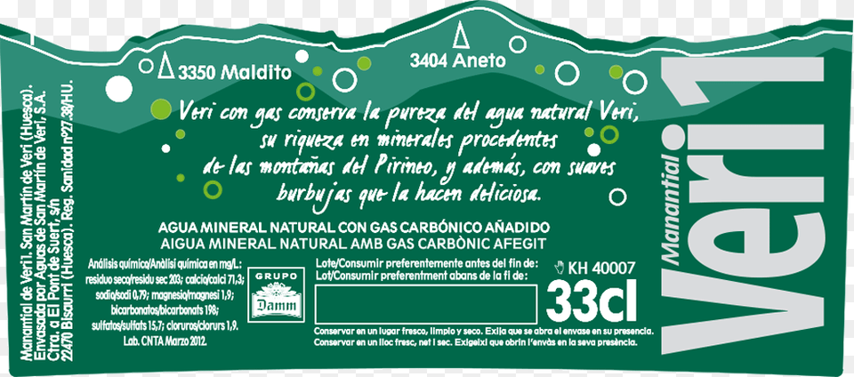 Veri 33cl Etiquetes Del Aigua Catala, Advertisement, Poster Free Png Download