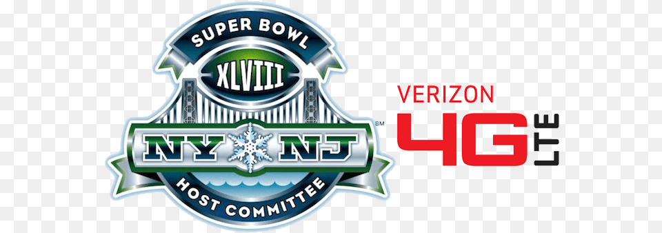 Verizon Boasts Nfl Partnership Promises To Broadcast Super Bowl Host Committee Logo, Badge, Symbol, Dynamite, Weapon Free Png Download