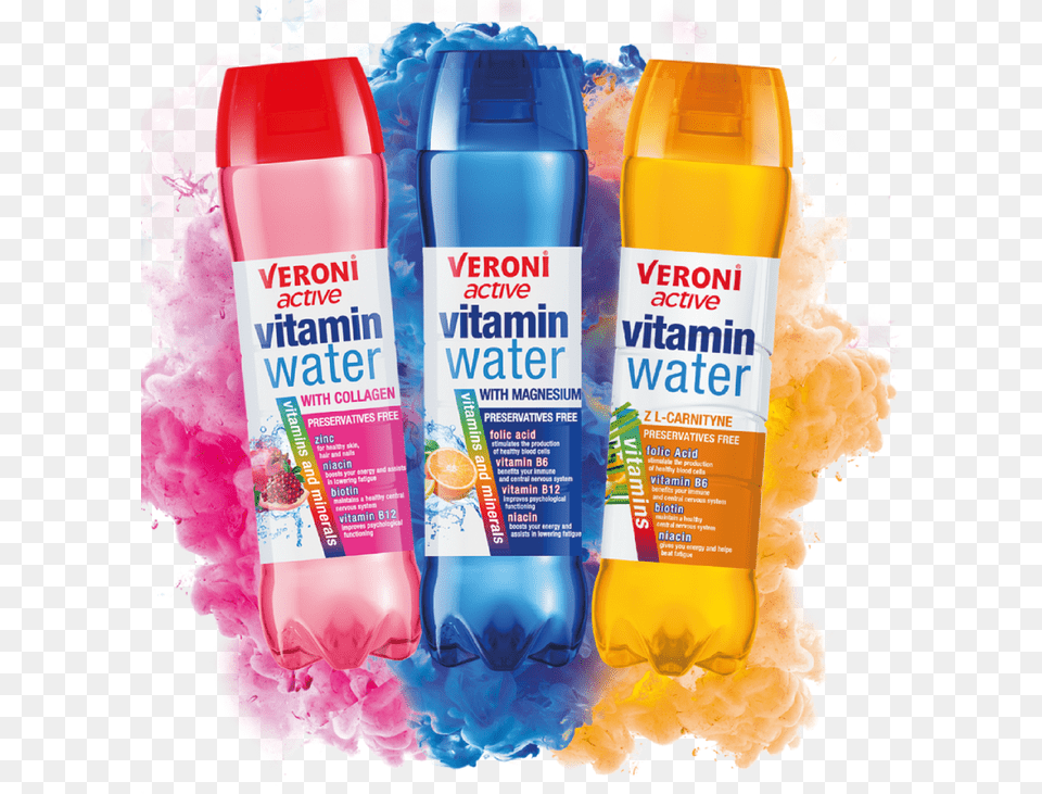 Veroni Active Vitamin Water, Bottle, Advertisement, Cosmetics Free Png Download