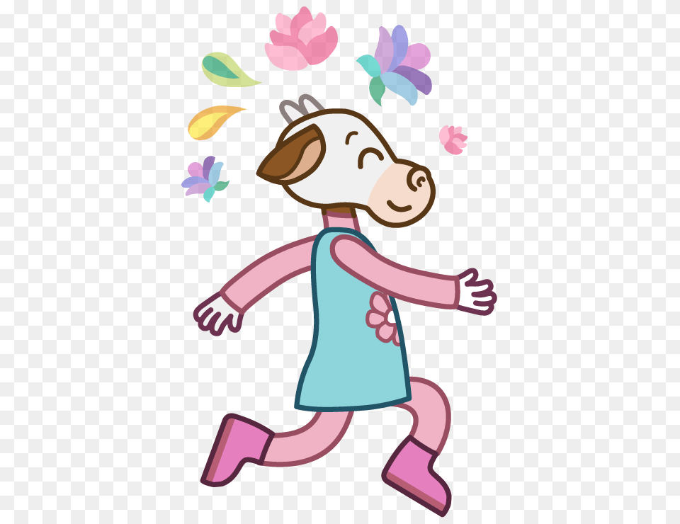 Veronica The Cow Running, Art, Graphics, Cartoon, Animal Free Png