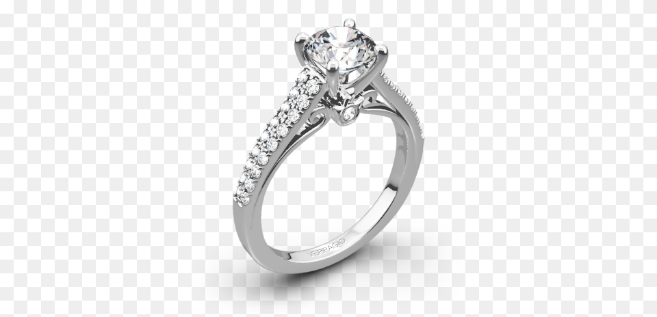 Verragio Eng 0382r Double Pave Diamond Engagement Ring Shoulder Stone Engagement Rings, Accessories, Jewelry, Silver, Gemstone Png Image