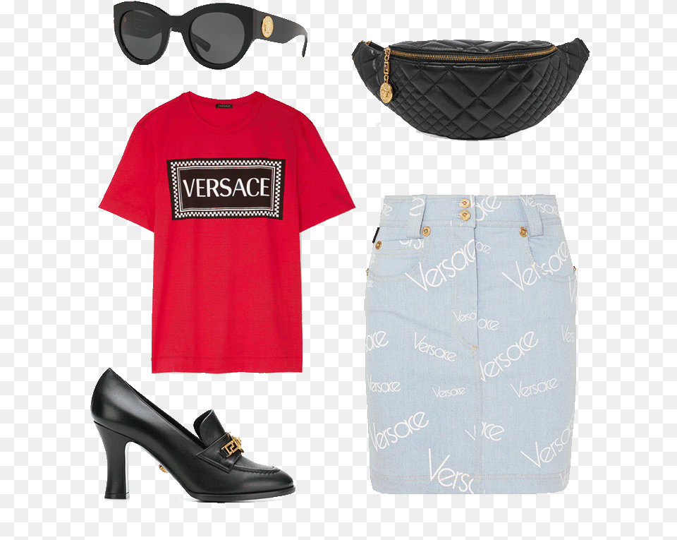 Versace Download Versace, T-shirt, Shoe, High Heel, Footwear Free Transparent Png