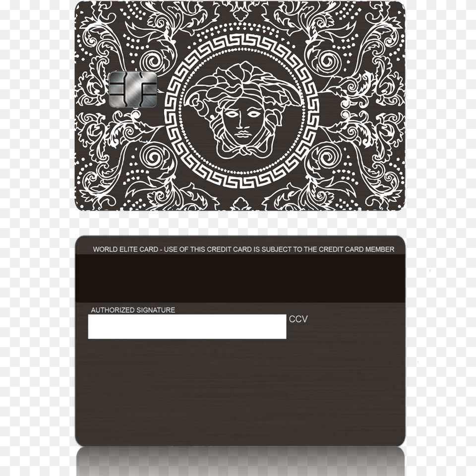 Versace Inspired Black Metal Credit Debit Card Have A Versace Member Card, Pattern, Art, Floral Design, Graphics Free Png Download