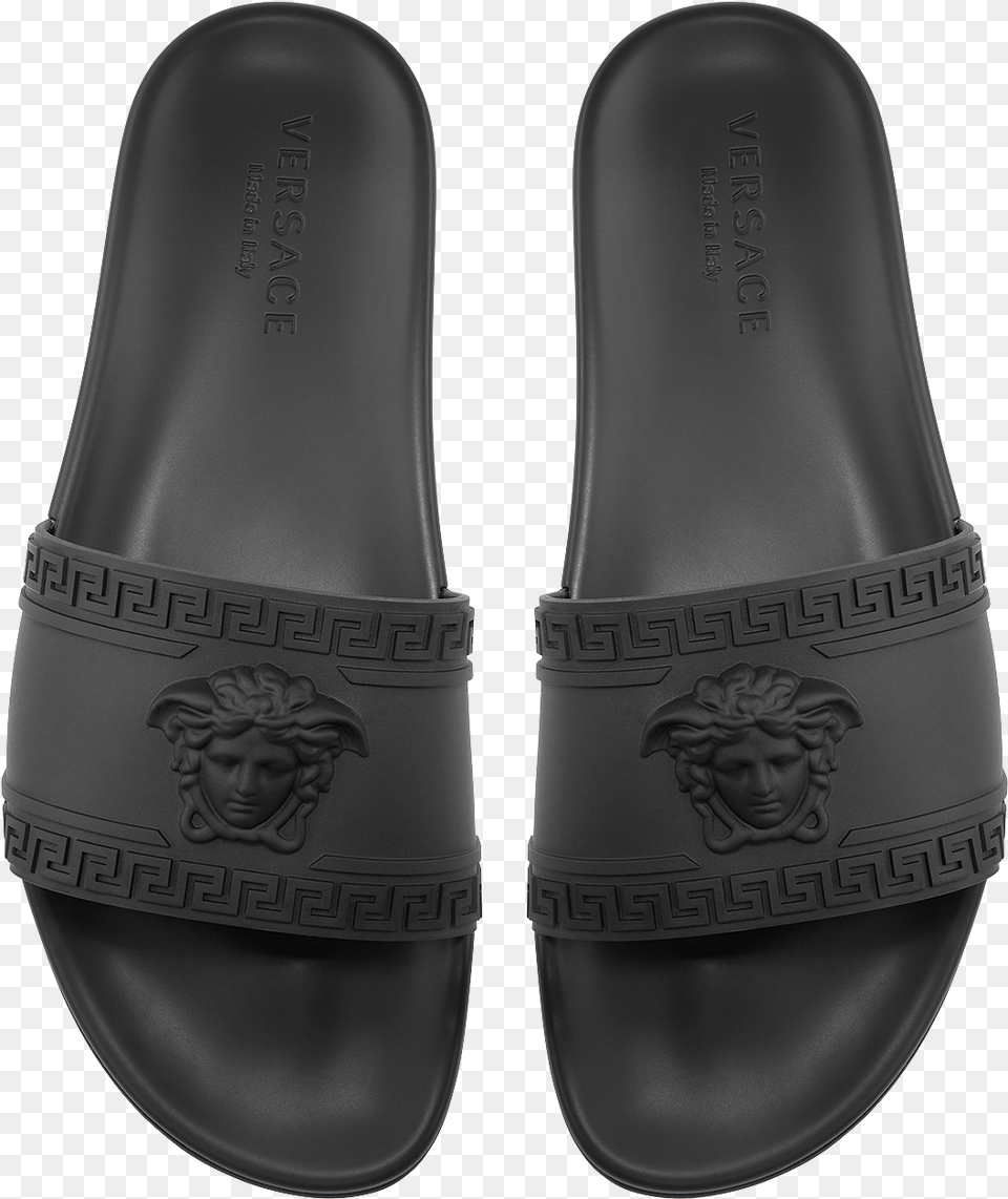 Versace Sliders Slip On Shoe, Clothing, Sandal, Footwear, Person Free Png Download