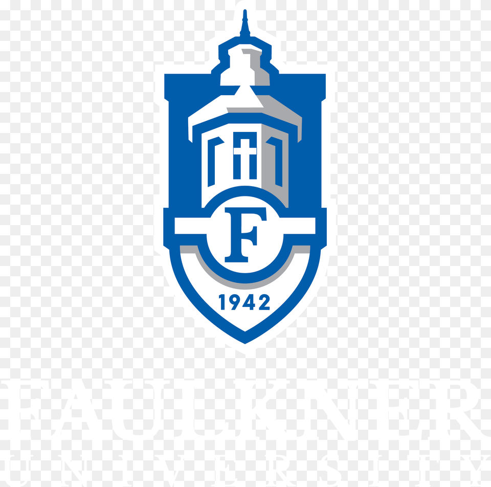 Vertical White Faulkner University Logo, Badge, Dynamite, Symbol, Weapon Free Transparent Png