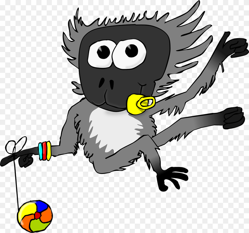 Vervet Monkey With Pacifier And Yo Yo Clipart, Animal, Mammal, Fish, Sea Life Png Image