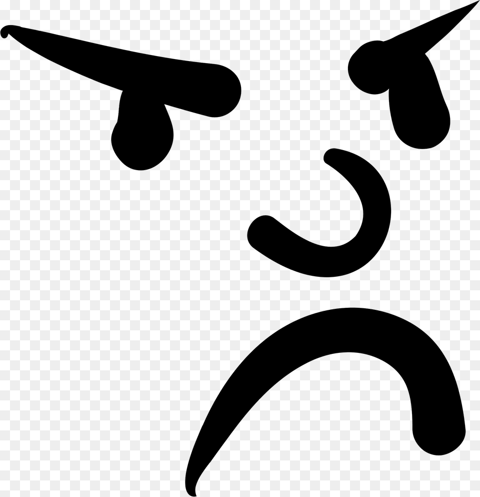 Very Angry Face Clipart, Silhouette, Text Free Png Download