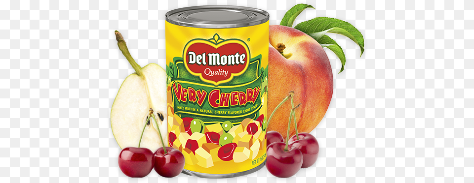 Very Cherry Mixed Fruit Del Monte Diced Peaches No Sugar Added Nutrition, Food, Plant, Produce, Can Free Png