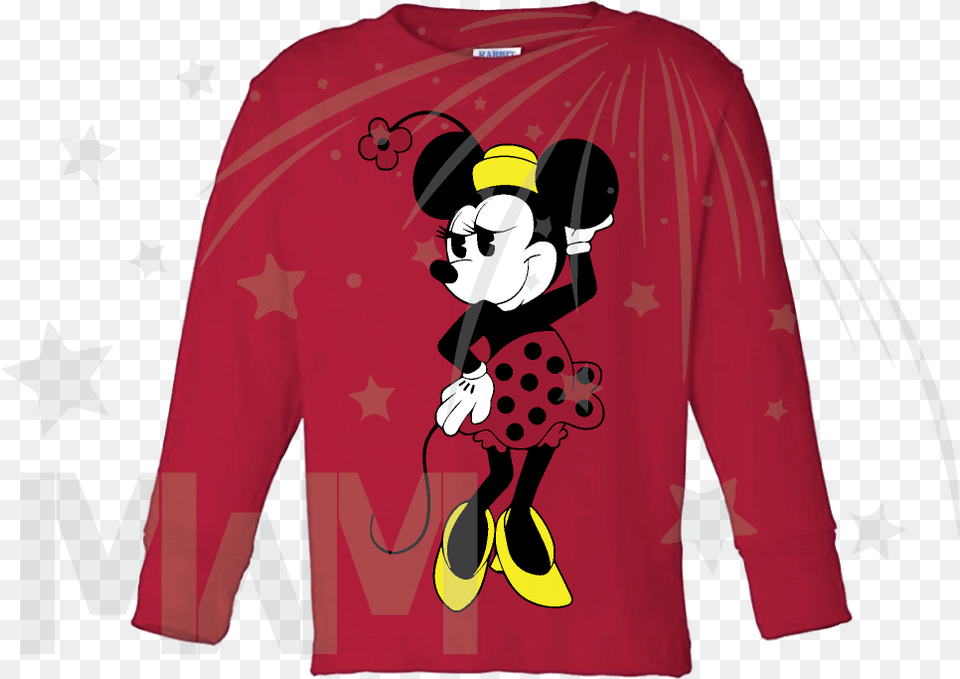 Very Cute Old Style Design Of Minnie Mouse For Toddler Cartoon, Clothing, Long Sleeve, Shirt, Sleeve Png