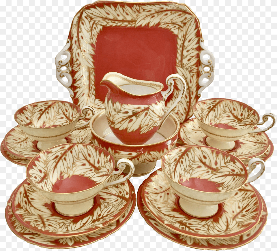 Very Elegant Pre War Tea Set For Four Royal Worcester Saucer Png