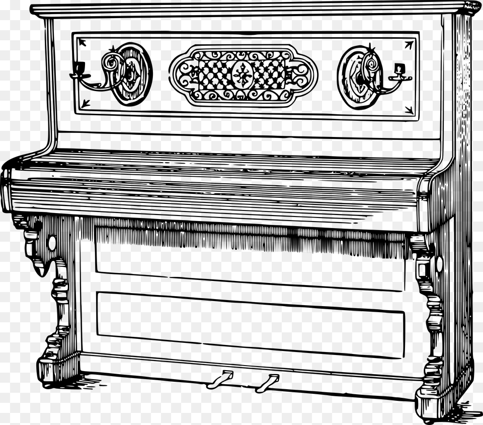 Very Old Piano Line Clipart Piano, Gray Png