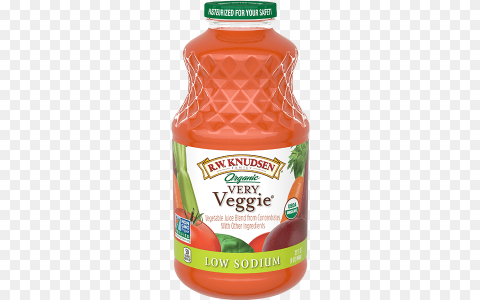 Very Veggie Low Sodium Organic Rw Knudsen Low Sodium Juice Very Veggie Organic, Beverage, Food, Ketchup Png