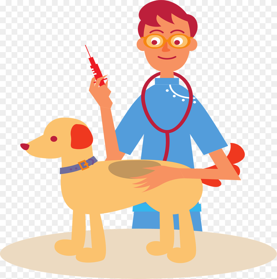 Vet Giving A Dog A Shot Clipart, Doctor, Person, Baby, Face Free Transparent Png