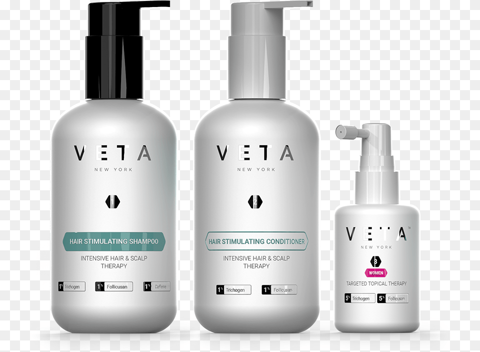 Veta 3 Step Hair Growth System For Women Shampoo, Bottle, Lotion, Cosmetics, Perfume Free Transparent Png