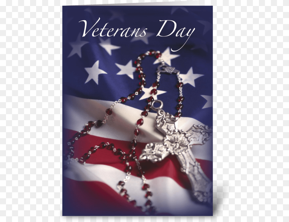 Veterans Day Cross And Flag Greeting Card 4th Of July Catholic, Accessories, Symbol, Jewelry, Necklace Free Png Download