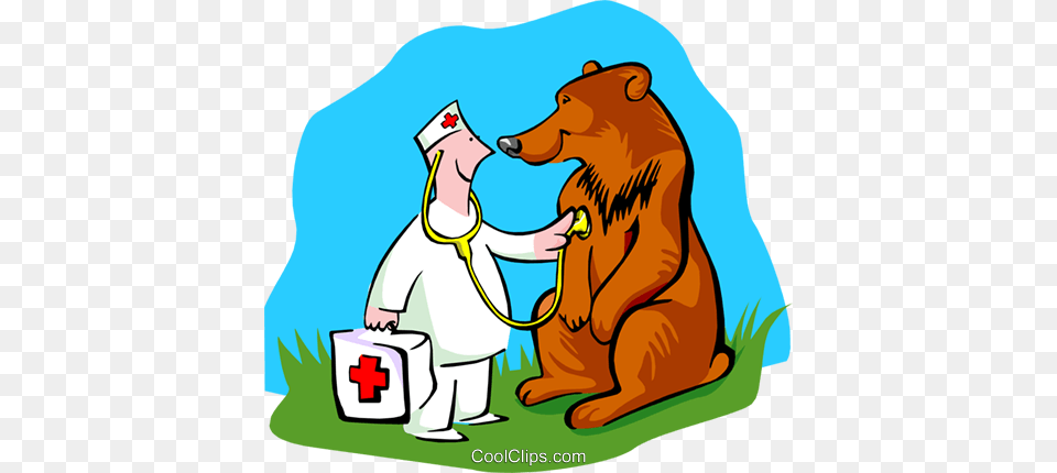 Veterinarian Checking On Bear Royalty Free Vector Clip Art, Animal, Mammal, Wildlife, First Aid Png