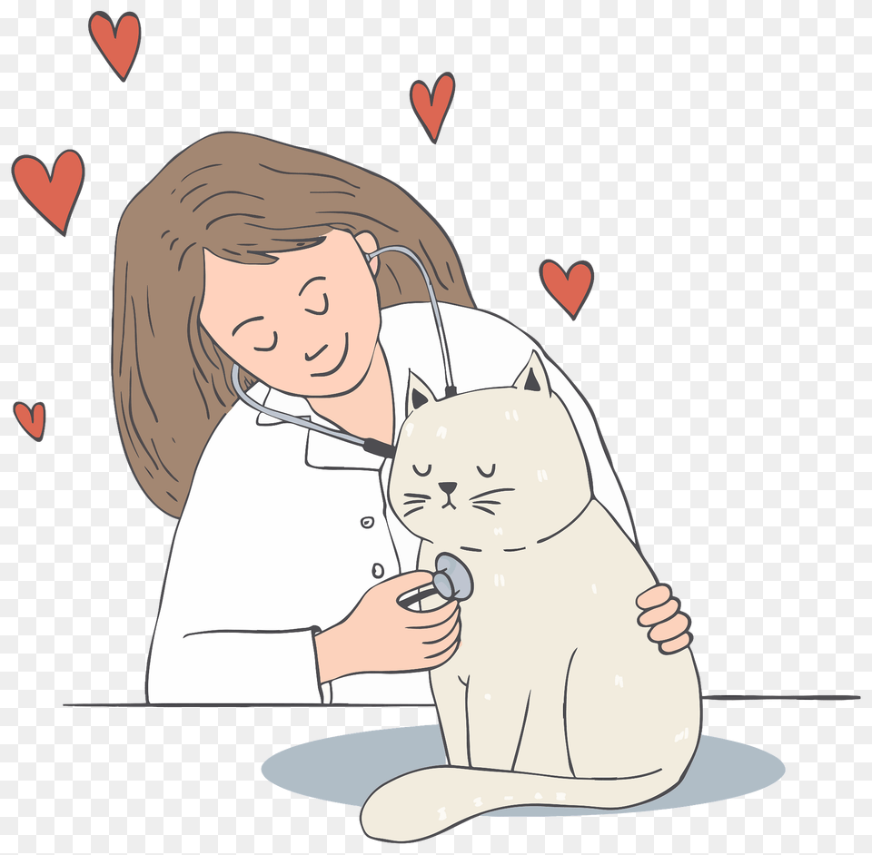 Veterinarian Checking Out A Cat Clipart, Baby, Person, Doctor, Head Png