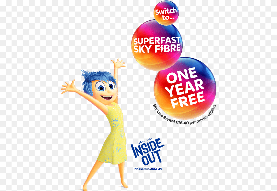 Via Sky Com Disney Pixar39s Inside Out Sky Broadband, Advertisement, Poster, Sphere, Person Free Png Download