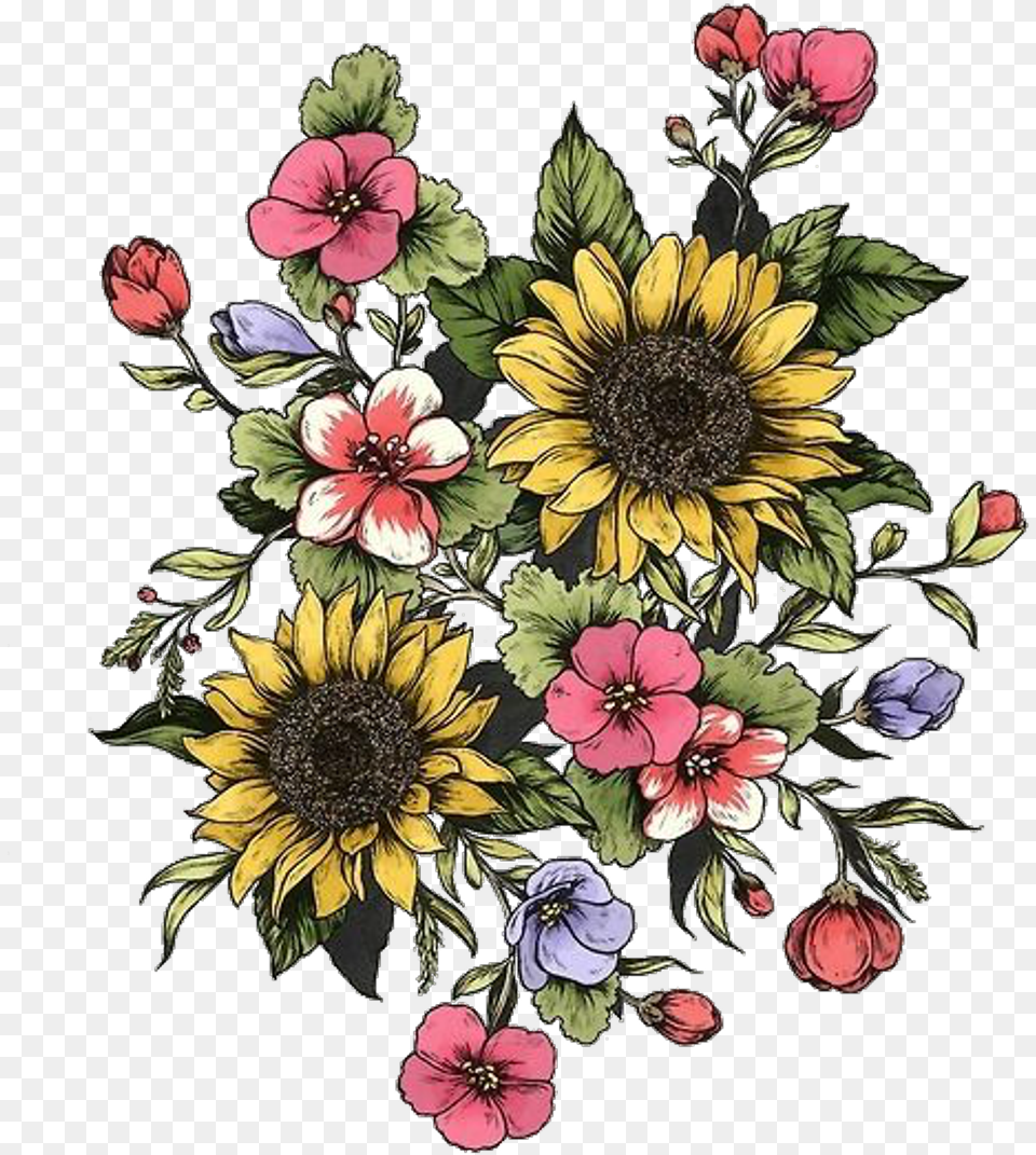 Via Tumblr Discovered By Bere Flower Bouquet Drawing, Plant, Art, Pattern, Graphics Free Png