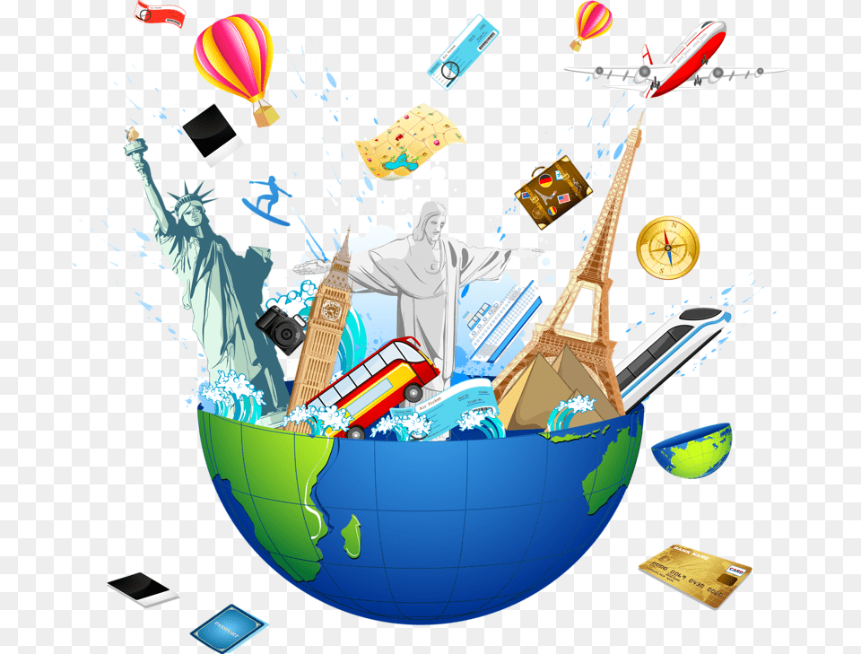 Viagens Pelo Mundo Ciel Vacation Trips Tube Clip Clipart World Travel, Aircraft, Airplane, Vehicle, Transportation Free Png Download
