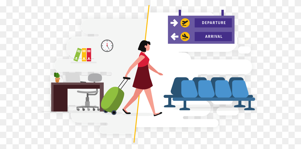 Viajera De Triporate De La Oficina Al Aeropuerto Office Chair, Cleaning, Person, Adult, Female Png Image