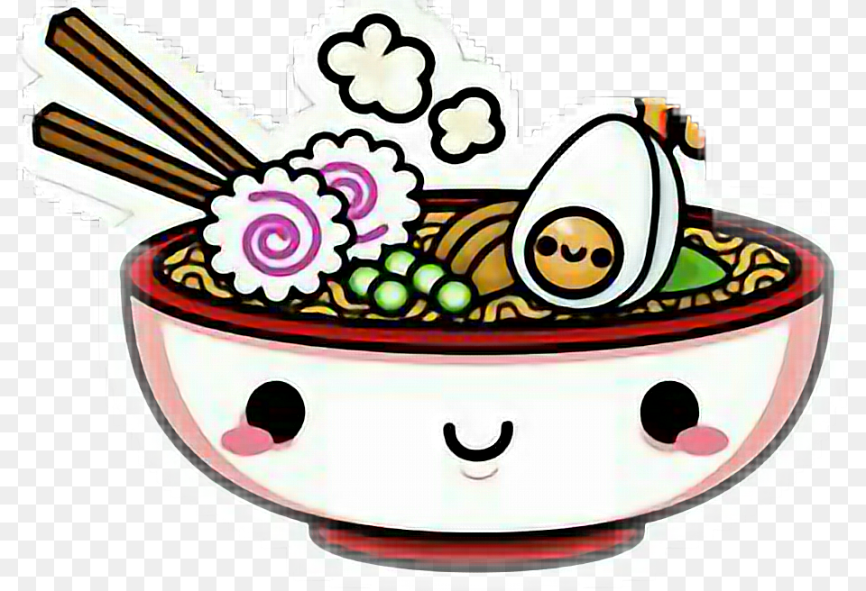 Viber Food Stikers Kawaii Ramen Transparent Background, Dish, Lunch, Meal, Cutlery Free Png Download