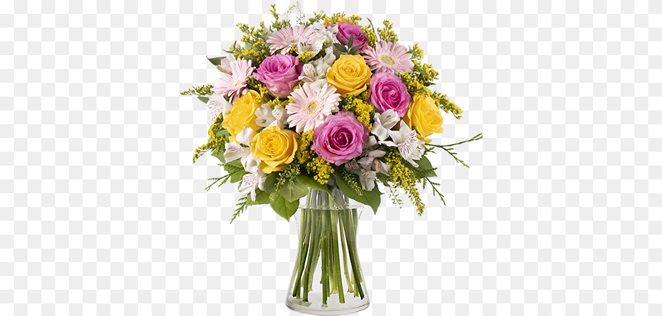 Vibrancy Yellow And Pink Roses Pink And Yellow Rose Bouquet, Flower, Flower Arrangement, Flower Bouquet, Plant Free Transparent Png