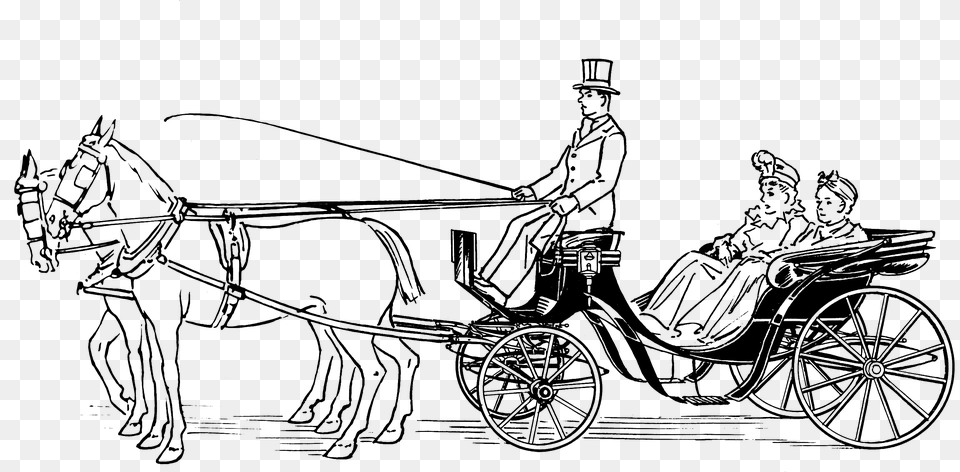 Victoria 1385 Horse Drawn Carriage Clipart, Gray Png