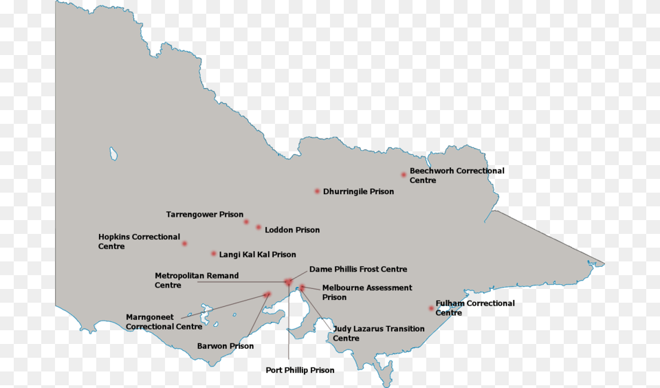 Victoria Prisons Map Of Prisons In Victoria, Chart, Plot, Outdoors, Atlas Free Png